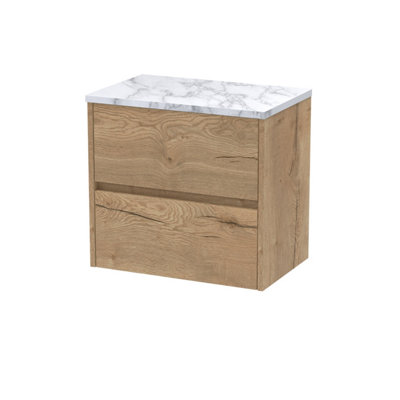 Balterley Chartley Contemporary 2 Drawer Wall Hung Vanity Unit With Laminate WorktopAutumn Oak600mm from B&Q