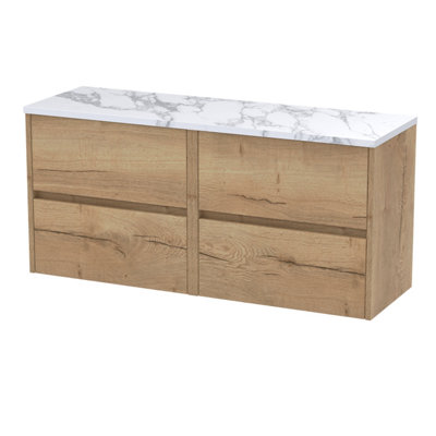 Balterley Chartley Contemporary 4 Drawer Wall Hung Vanity Unit With Laminate WorktopAutumn Oak1200mm from B&Q