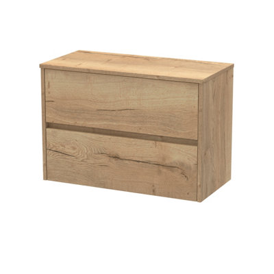Balterley Chartley Contemporary 2 Drawer Wall Hung Vanity Unit With WorktopAutumn Oak800mm from B&Q