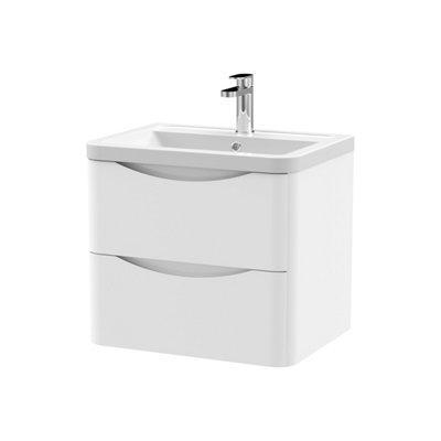 Balterley Dunwood Contemporary 2 Drawer Wall Hung Vanity Unit With BasinSatin White600mm from B&Q