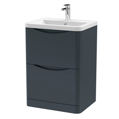 Balterley Dunwood Contemporary 2 Drawer Floor Standing Vanity Unit With BasinDark Grey600mm from B&Q