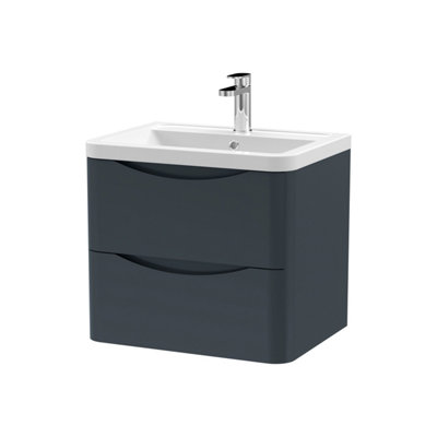 Balterley Dunwood Contemporary 2 Drawer Wall Hung Vanity Unit With BasinDark Grey600mm from B&Q