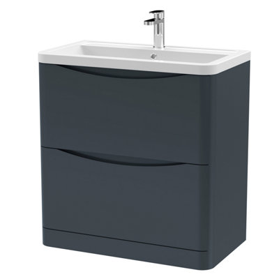 Balterley Dunwood Contemporary 2 Drawer Floor Standing Vanity Unit With BasinDark Grey800mm from B&Q
