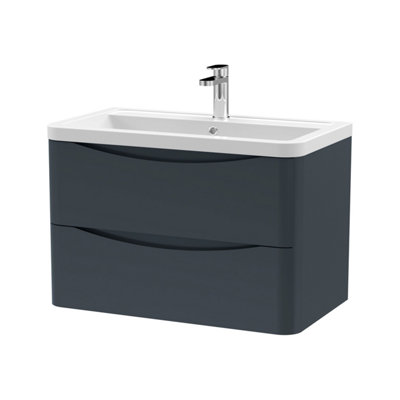 Balterley Dunwood Contemporary 2 Drawer Wall Hung Vanity Unit With BasinDark Grey800mm from B&Q