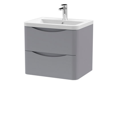 Balterley Dunwood Contemporary 2 Drawer Wall Hung Vanity Unit With BasinSatin Grey600mm from B&Q