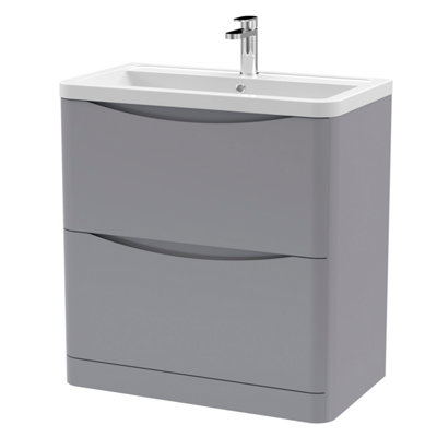 Balterley Dunwood Contemporary 2 Drawer Floor Standing Vanity Unit With BasinSatin Grey800mm from B&Q