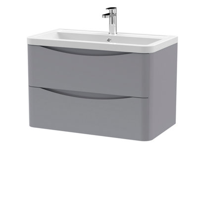 Balterley Dunwood Contemporary 2 Drawer Wall Hung Vanity Unit With BasinSatin Grey800mm from B&Q