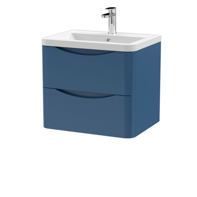 Balterley Dunwood Contemporary 2 Drawer Wall Hung Vanity Unit With BasinSatin Blue600mm from B&Q