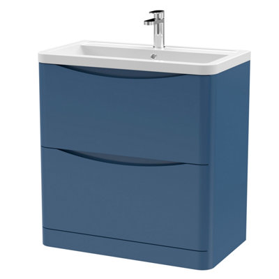 Balterley Dunwood Contemporary 2 Drawer Floor Standing Vanity Unit With BasinSatin Blue800mm from B&Q