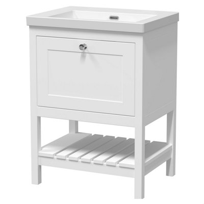 Balterley Coppenhall Contemporary 1 Drawer Floor Standing Vanity UnitPure White600mm from B&Q
