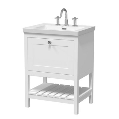 Balterley Coppenhall Contemporary 1 Drawer Floor Standing Vanity Unit With Fireclay BasinPure White600mm from B&Q