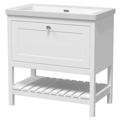 Balterley Coppenhall Contemporary 1 Drawer Floor Standing Vanity UnitPure White800mm from B&Q