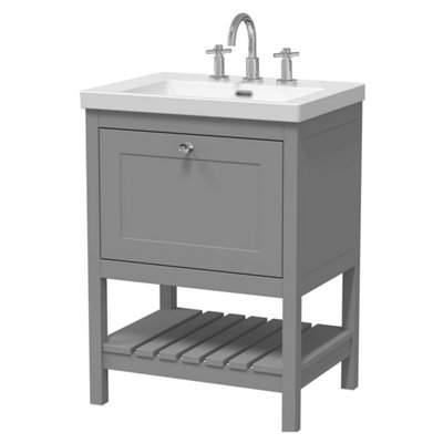 Balterley Coppenhall Contemporary 1 Drawer Floor Standing Vanity Unit With Fireclay BasinCool Grey600mm from B&Q