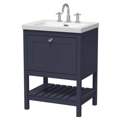 Balterley Coppenhall Contemporary 1 Drawer Floor Standing Vanity Unit With Fireclay BasinIndigo Blue600mm from B&Q