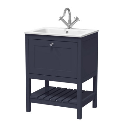 Balterley Coppenhall Contemporary 1 Drawer Floor Standing Vanity Unit With Stone BasinIndigo Blue600mm from B&Q