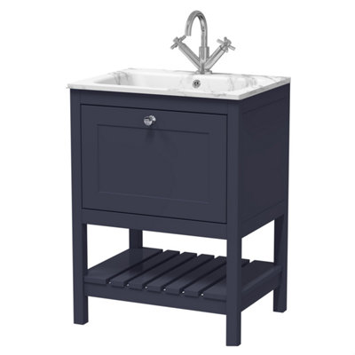 Balterley Coppenhall Contemporary 1 Drawer Floor Standing Vanity Unit With Stone BasinIndigo Blue600mm from B&Q