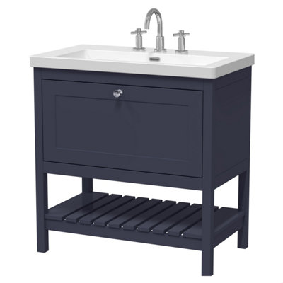 Balterley Coppenhall Contemporary 1 Drawer Floor Standing Vanity Unit With Fireclay BasinIndigo Blue800mm from B&Q