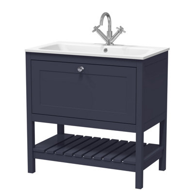 Balterley Coppenhall Contemporary 1 Drawer Floor Standing Vanity Unit With Stone BasinIndigo Blue800mm from B&Q