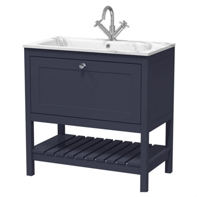 Balterley Coppenhall Contemporary 1 Drawer Floor Standing Vanity Unit With Stone BasinIndigo Blue800mm from B&Q