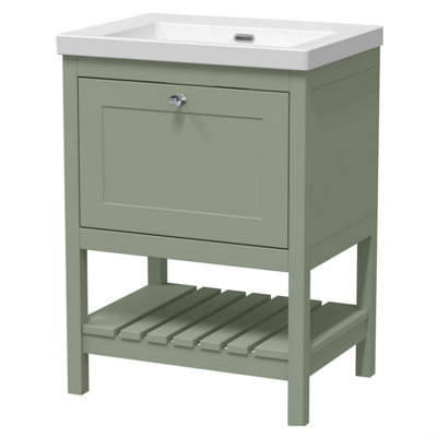 Balterley Coppenhall Contemporary 1 Drawer Floor Standing Vanity UnitFern Green600mm from B&Q