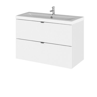 Balterley Alrewas Contemporary 2 Drawer Wall Hung Vanity Unit With BasinGloss White800mm from B&Q