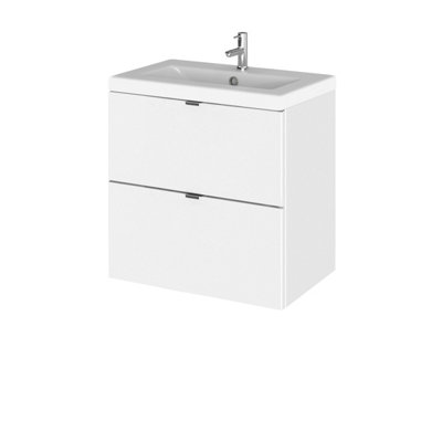 Balterley Alrewas Contemporary 2 Drawer Wall Hung Vanity Unit With BasinGloss White500mm from B&Q