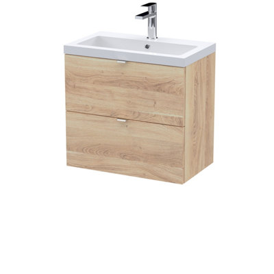 Balterley Alrewas Contemporary 2 Drawer Wall Hung Vanity Unit With BasinBleached Oak600mm from B&Q