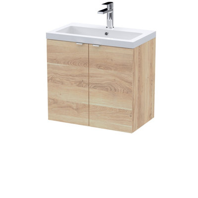 Balterley Alrewas Contemporary 2 Door Wall Hung Vanity Unit With BasinBleached Oak600mm from B&Q