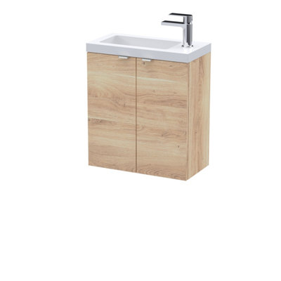 Balterley Alrewas Contemporary 2 Door Wall Hung Vanity Unit With BasinBleached Oak500mm from B&Q