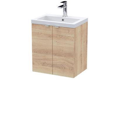 Balterley Alrewas Contemporary 2 Door Wall Hung Vanity Unit With BasinBleached Oak500mm from B&Q