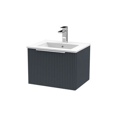 Balterley Tixall Fluted 1 Drawer Wall Hung Vanity Unit With Minimalist BasinDark Grey500mm from B&Q
