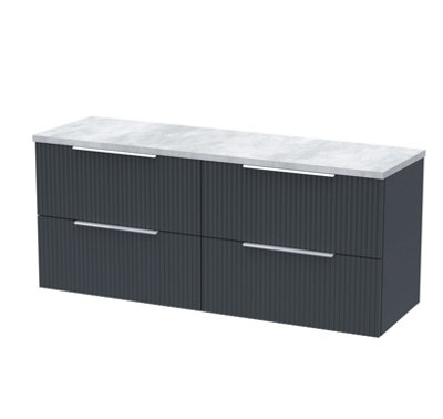 Balterley Tixall Fluted 4 Drawer Wall Hung Vanity Unit With Laminate WorktopDark Grey1200mm from B&Q