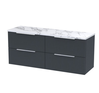Balterley Tixall Fluted 4 Drawer Wall Hung Vanity Unit With Laminate WorktopDark Grey1200mm from B&Q