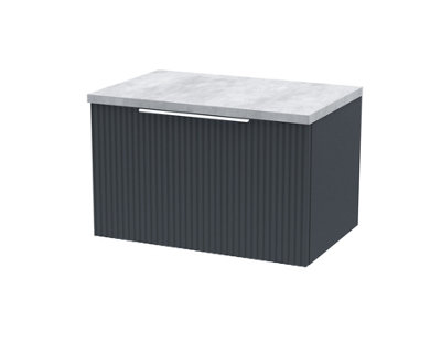 Balterley Tixall Fluted 1 Drawer Wall Hung Vanity Unit With Laminate WorktopDark Grey600mm from B&Q