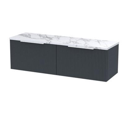 Balterley Tixall Fluted 2 Drawer Wall Hung Vanity Unit With Laminate WorktopDark Grey1200mm from B&Q