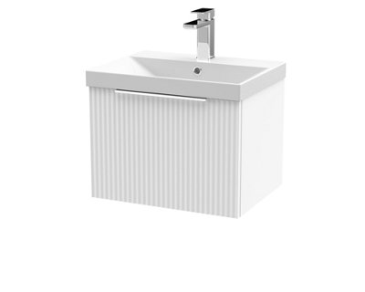 Balterley Tixall Fluted 1 Drawer Wall Hung Vanity Unit With Thin Edge BasinSatin White500mm from B&Q