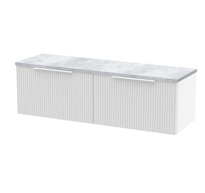 Balterley Tixall Fluted 2 Drawer Wall Hung Vanity Unit With Laminate WorktopSatin White1200mm from B&Q