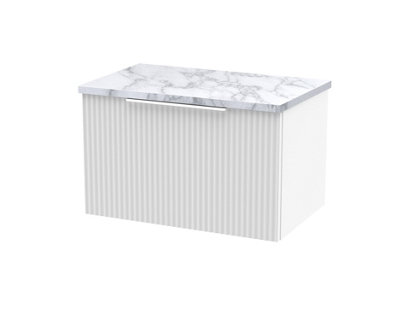Balterley Tixall Fluted 1 Drawer Wall Hung Vanity Unit With Laminate WorktopSatin White600mm from B&Q