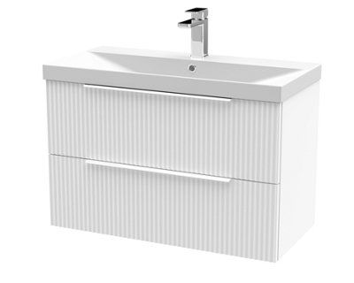 Balterley Tixall Fluted 2 Drawer Wall Hung Vanity Unit With Thin Edge BasinSatin White800mm from B&Q