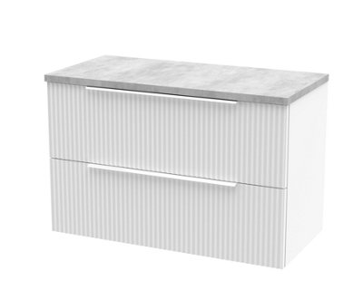 Balterley Tixall Fluted 2 Drawer Wall Hung Vanity Unit With Laminate WorktopSatin White800mm from B&Q