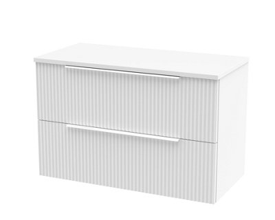 Balterley Tixall Fluted 2 Drawer Wall Hung Vanity Unit With WorktopSatin White800mm from B&Q