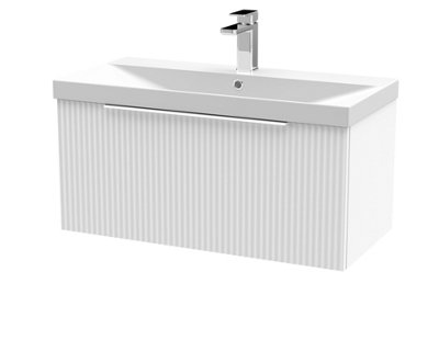 Balterley Tixall Fluted 1 Drawer Wall Hung Vanity Unit With Thin Edge BasinSatin White800mm from B&Q