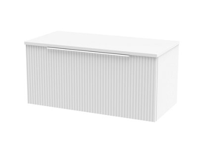Balterley Tixall Fluted 1 Drawer Wall Hung Vanity Unit With WorktopSatin White800mm from B&Q