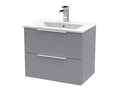 Balterley Tixall Fluted 2 Drawer Wall Hung Vanity Unit With Minimalist BasinSatin Grey600mm from B&Q
