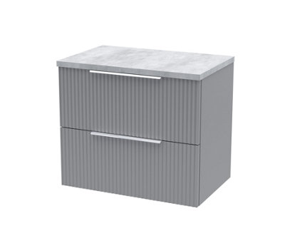Balterley Tixall Fluted 2 Drawer Wall Hung Vanity Unit With Laminate WorktopSatin Grey600mm from B&Q