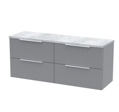 Balterley Tixall Fluted 4 Drawer Wall Hung Vanity Unit With Laminate WorktopSatin Grey1200mm from B&Q