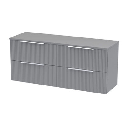Balterley Tixall Fluted 4 Drawer Wall Hung Vanity Unit With WorktopSatin Grey1200mm from B&Q