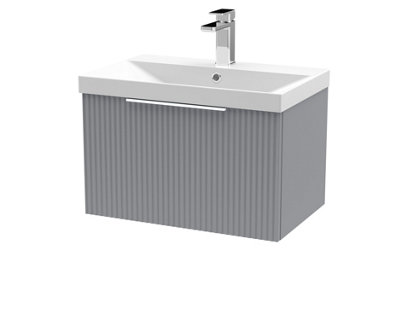 Balterley Tixall Fluted 1 Drawer Wall Hung Vanity Unit With Thin Edge BasinSatin Grey600mm from B&Q
