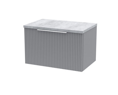 Balterley Tixall Fluted 1 Drawer Wall Hung Vanity Unit With Laminate WorktopSatin Grey600mm from B&Q