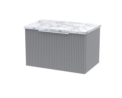Balterley Tixall Fluted 1 Drawer Wall Hung Vanity Unit With Laminate WorktopSatin Grey600mm from B&Q